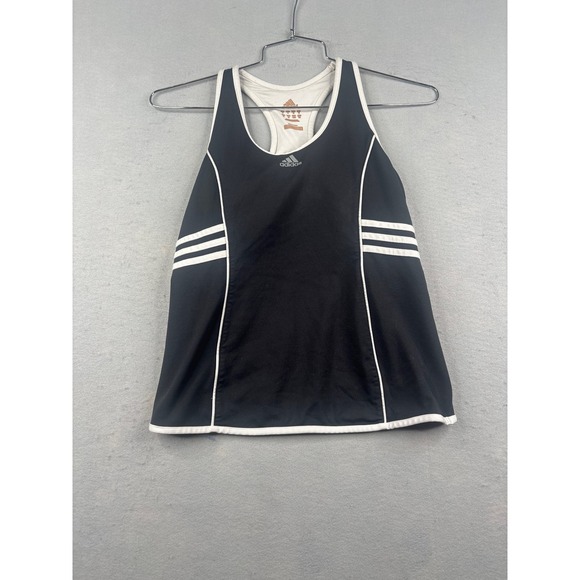 adidas Tops - Adidas ClimaCool Racerback Tank Top Black White Stripes Shelf Bra Womens Large